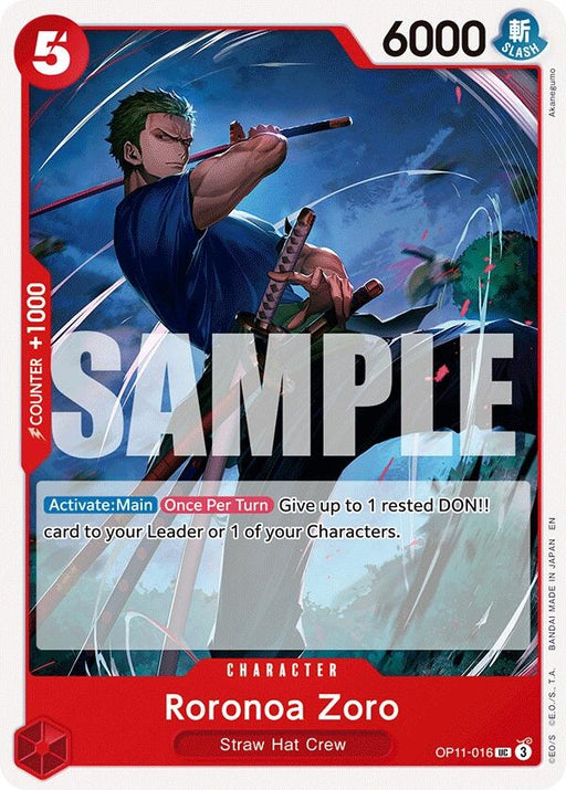 Image for Roronoa Zoro (OP11-016) [A Fist of Divine Speed] - One Piece Card Game