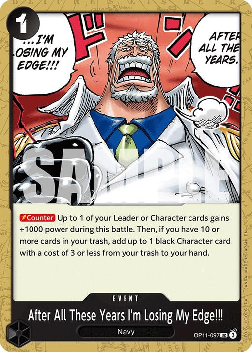 Image for After All These Years I'm Losing My Edge!!! (OP11-097) [A Fist of Divine Speed] - One Piece Card Game