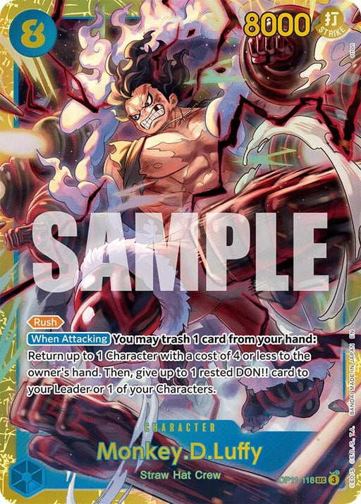 Image for Monkey.D.Luffy (118) (OP11-118) (Foil) [A Fist of Divine Speed] - One Piece Card Game