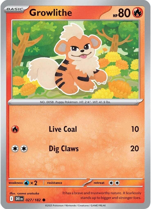 Image for Growlithe (027/182) (Reverse Holofoil) [SV10: Destined Rivals] - Pokemon