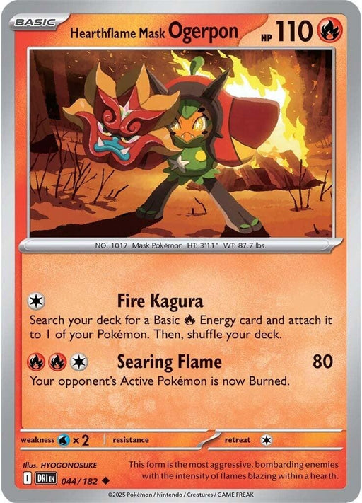 Image for Hearthflame Mask Ogerpon (044/182) (Reverse Holofoil) [SV10: Destined Rivals] - Pokemon