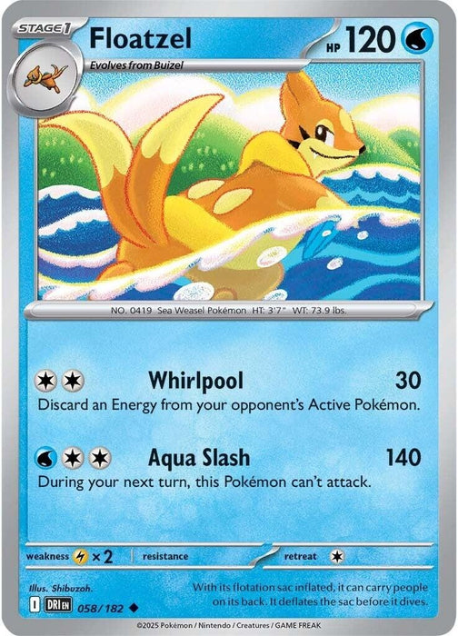 Image for Floatzel (058/182) (Reverse Holofoil) [SV10: Destined Rivals] - Pokemon