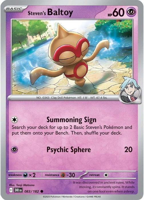 Image for Steven's Baltoy (083/182) (Reverse Holofoil) [SV10: Destined Rivals] - Pokemon