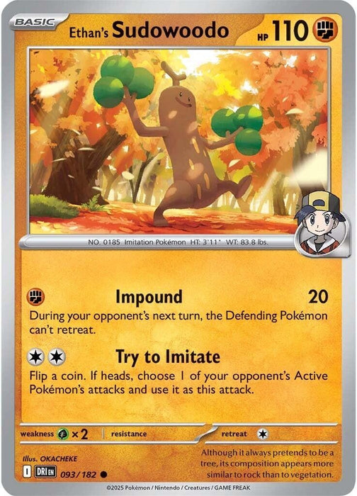 Image for Ethan's Sudowoodo (093/182) (Reverse Holofoil) [SV10: Destined Rivals] - Pokemon