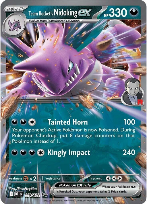 Image for Team Rocket's Nidoking ex (119/182) (Holofoil) [SV10: Destined Rivals] - Pokemon