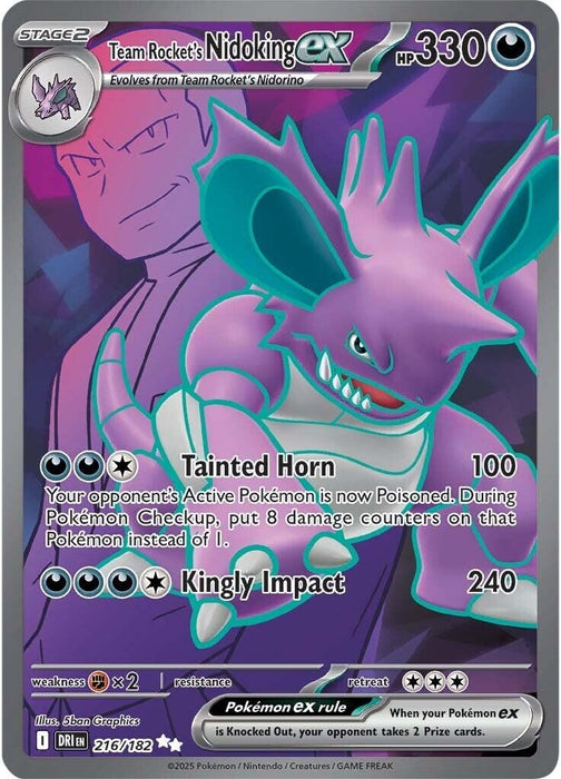 Image for Team Rocket's Nidoking ex (216/182) (Holofoil) [SV10: Destined Rivals] - Pokemon