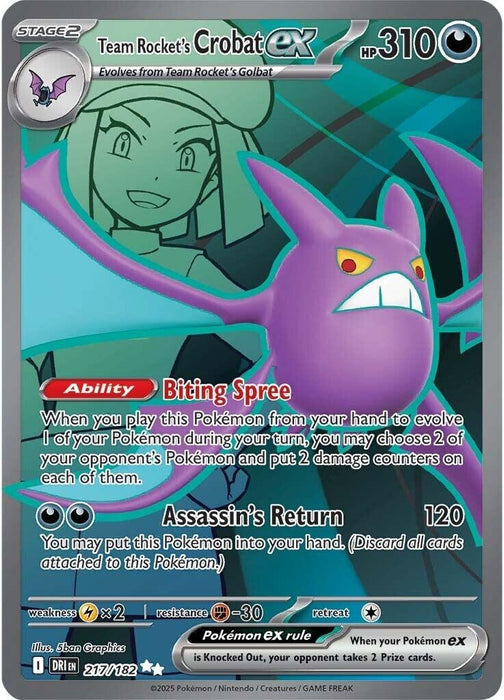 Image for Team Rocket's Crobat ex (217/182) (Holofoil) [SV10: Destined Rivals] - Pokemon