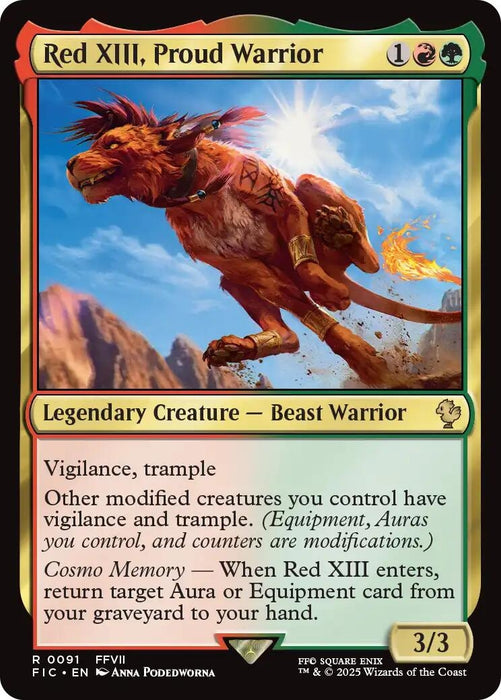 Image for Red XIII, Proud Warrior (Surge Foil) (91) (Foil) [FINAL FANTASY] - Magic: The Gathering