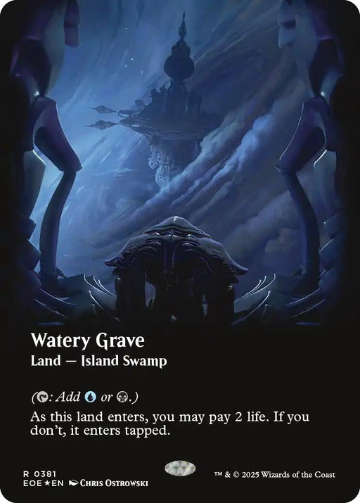 Image for Watery Grave (Borderless) (Galaxy Foil) (381) (Foil) [Edge of Eternities] - Magic: The Gathering