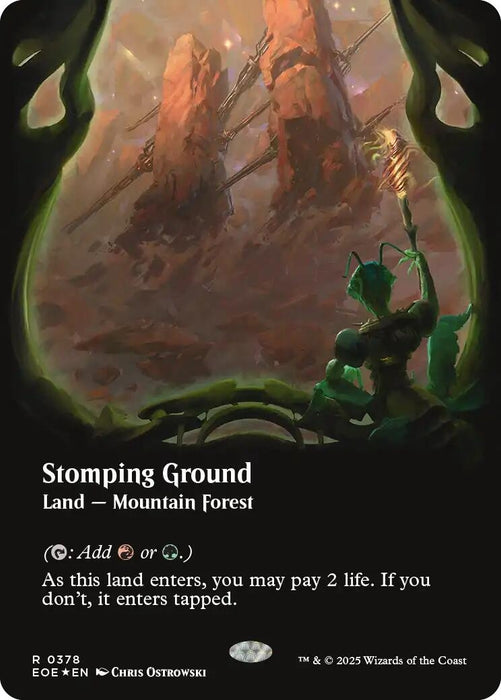 Image for Stomping Ground (Borderless) (Galaxy Foil) (378) (Foil) [Edge of Eternities] - Magic: The Gathering