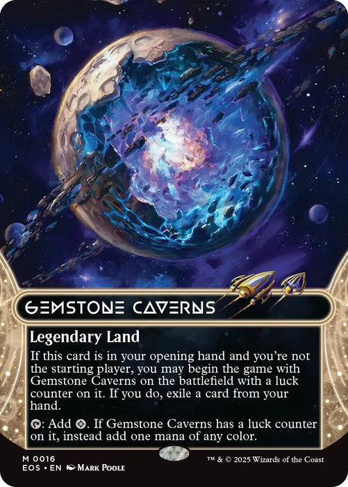 Gemstone Caverns (0016) (Borderless) (16) (Foil) [Edge of Eternities: Stellar Sights]