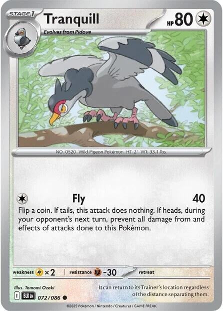 Image for Tranquill (072/086) (Reverse Holofoil) [SV: Black Bolt] - Pokemon