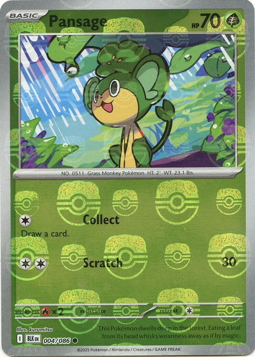 Pansage (Master Ball Pattern) (004/086) (Holofoil) [SV: Black Bolt]