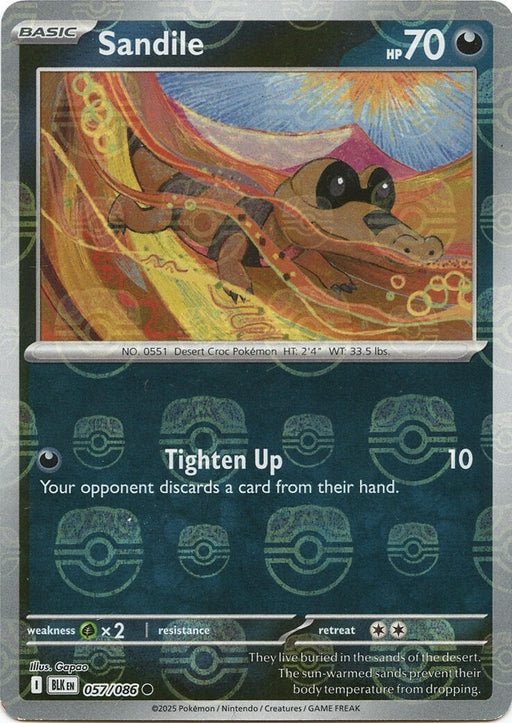 Image for Sandile (Master Ball Pattern) (057/086) (Holofoil) [SV: Black Bolt] - Pokemon