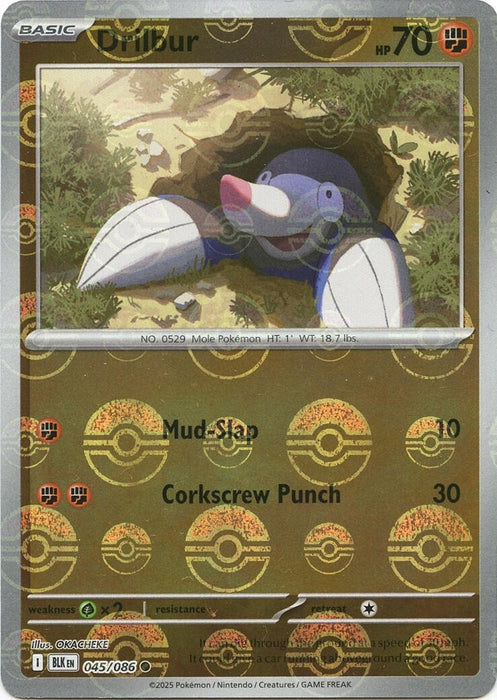Drilbur (Poke Ball Pattern) (045/086) (Holofoil) [SV: Black Bolt]