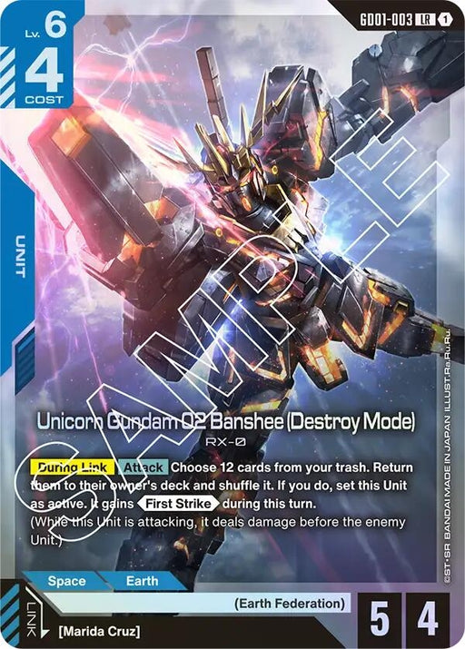 Image for Unicorn Gundam 02 Banshee (Destroy Mode) (GD01-003) (Holofoil) [Newtype Rising] - Gundam Card Game