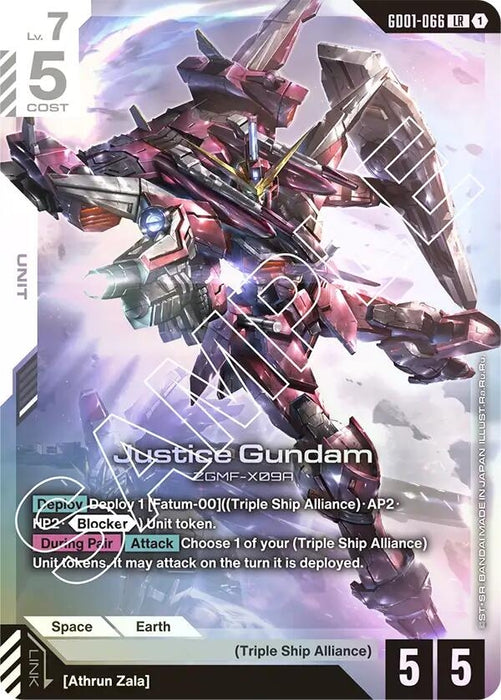 Image for Justice Gundam (GD01-066) (Holofoil) [Newtype Rising] - Gundam Card Game