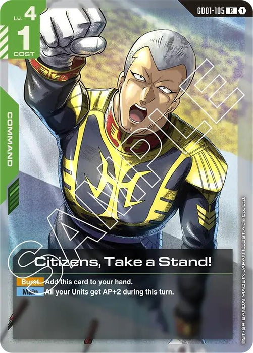 Image for Citizens, Take a Stand! (GD01-105) (Holofoil) [Newtype Rising] - Gundam Card Game