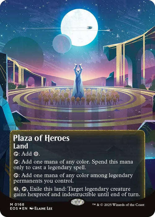Image for Plaza of Heroes (0168) (Borderless) (Galaxy Foil) (168) (Foil) [Edge of Eternities: Stellar Sights] - Magic: The Gathering