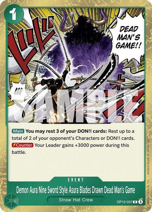 Image for Demon Aura Nine Sword Style Asura Blades Drawn Dead Man's Game (OP12-037) (Foil) [Legacy of the Master] - One Piece Card Game