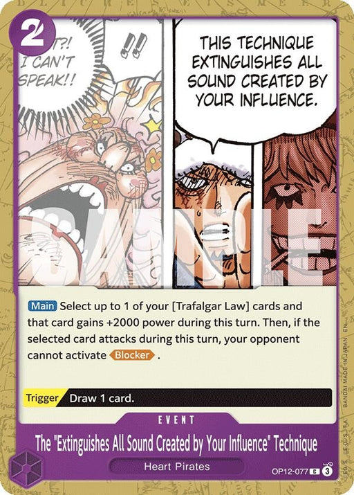 Image for The "Extinguishes All Sound Created by Your Influence" Technique (OP12-077) [Legacy of the Master] - One Piece Card Game