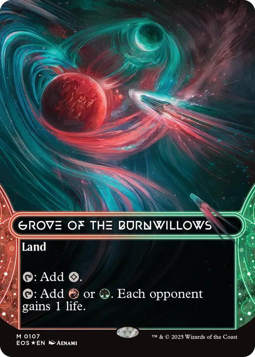 Image for Grove of the Burnwillows (0107) (Borderless) (Galaxy Foil) (107) (Foil) [Edge of Eternities: Stellar Sights] - Magic: The Gathering