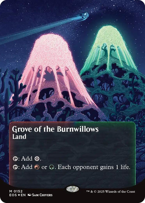 Image for Grove of the Burnwillows (0152) (Borderless) (Galaxy Foil) (152) (Foil) [Edge of Eternities: Stellar Sights] - Magic: The Gathering