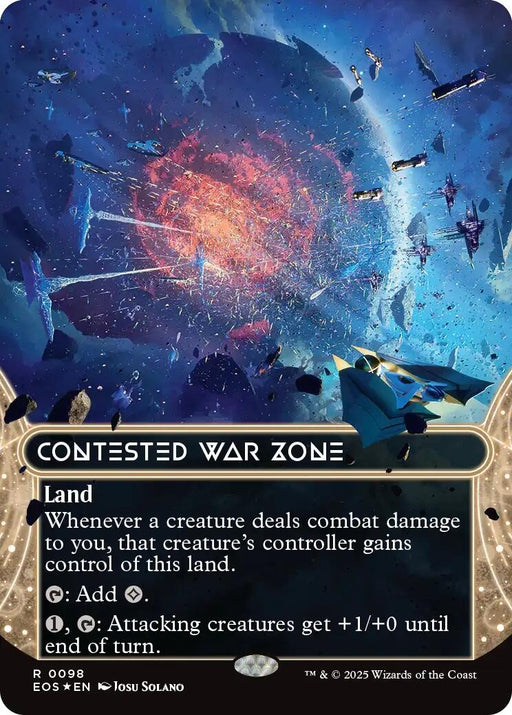 Image for Contested War Zone (0098) (Borderless) (Galaxy Foil) (98) (Foil) [Edge of Eternities: Stellar Sights] - Magic: The Gathering