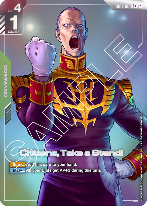 Image for Citizens, Take a Stand! (R+) (GD01-105) (Holofoil) [Newtype Rising] - Gundam Card Game