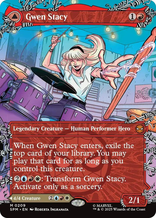 Image for Gwen Stacy (0209) (Borderless) (209) (Foil) [Marvel's Spider-Man] - Magic: The Gathering