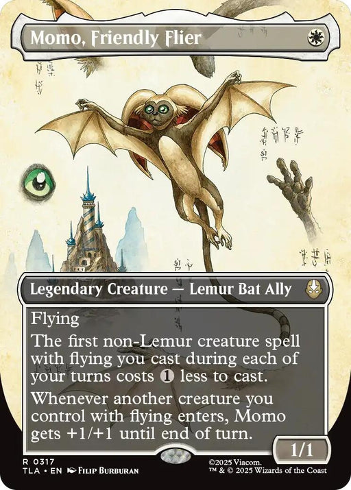 Image for Momo, Friendly Flier (Borderless) (317) (Foil) [Avatar: The Last Airbender] - Magic: The Gathering