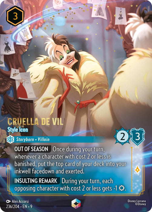 Image for Cruella De Vil - Style Icon (Enchanted) (236/204) (Holofoil) [Fabled] - Disney Lorcana