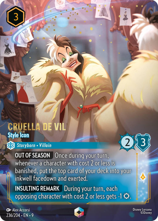 Image for Cruella De Vil - Style Icon (Enchanted) (236/204) (Holofoil) [Fabled] - Disney Lorcana
