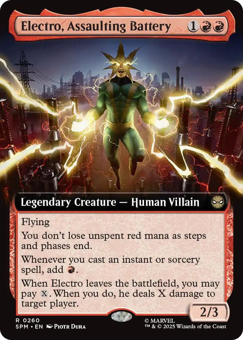 Image for Electro, Assaulting Battery (Extended Art) (260) (Foil) [Marvel's Spider-Man] - Magic: The Gathering