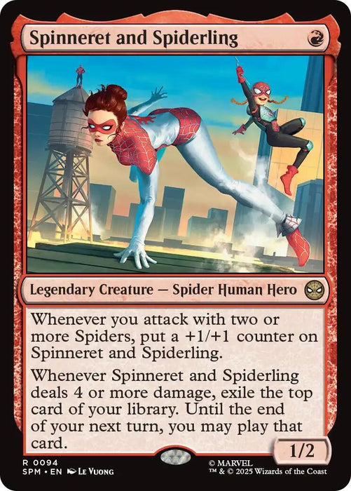 Image for Spinneret and Spiderling (94) (Foil) [Marvel's Spider-Man] - Magic: The Gathering