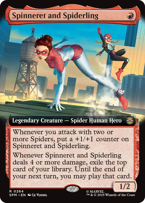 Image for Spinneret and Spiderling (Extended Art) (264) [Marvel's Spider-Man] - Magic: The Gathering