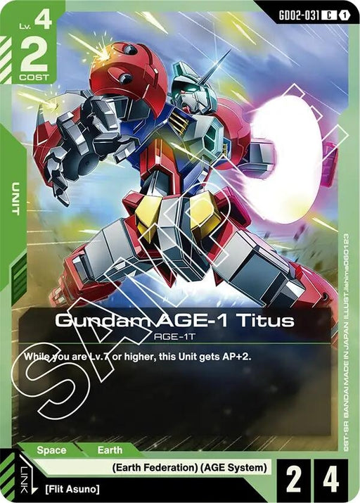 Image for Gundam AGE-1 Titus (GD02-031) [Dual Impact] - Gundam Card Game
