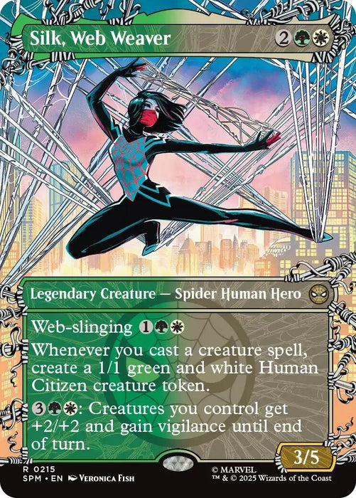 Image for Silk, Web Weaver (Borderless) (215) (Foil) [Marvel's Spider-Man] - Magic: The Gathering
