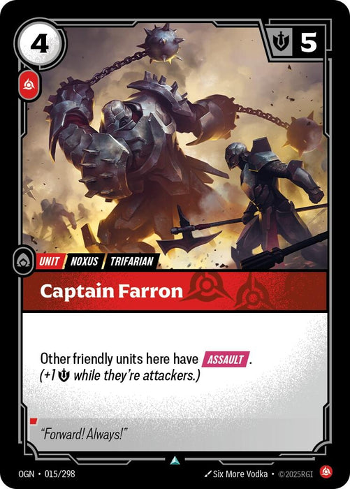 Image for Captain Farron (015/298) (Foil) [Origins] - Riftbound: League of Legends Trading Card Game
