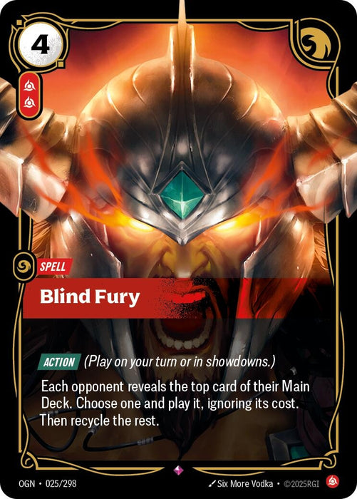 Image for Blind Fury (025/298) (Foil) [Origins] - Riftbound: League of Legends Trading Card Game