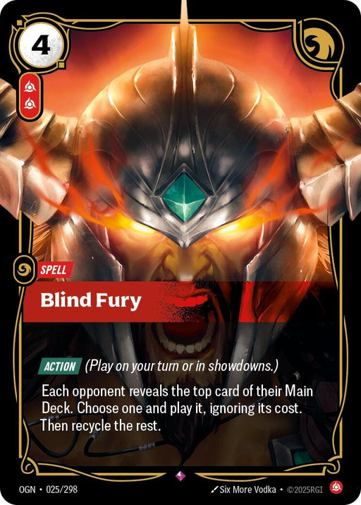 Image for Blind Fury (025/298) (Foil) [Origins] - Riftbound: League of Legends Trading Card Game
