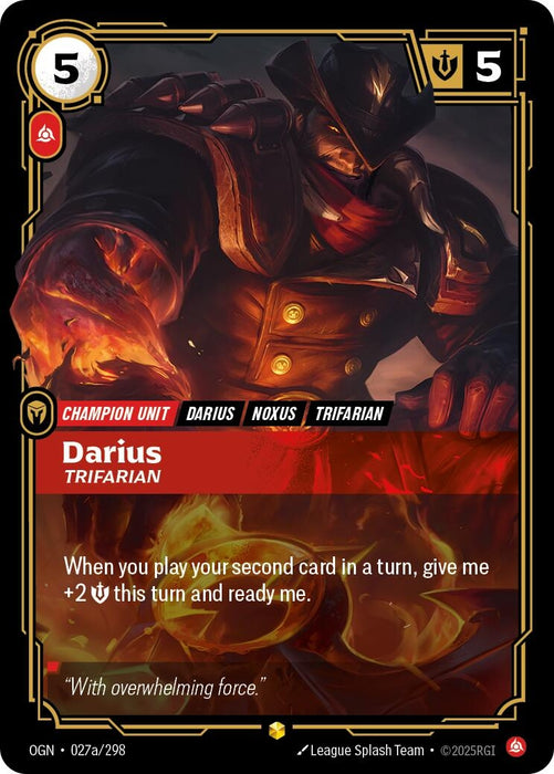 Image for Darius - Trifarian (Alternate Art) (027a/298) (Foil) [Origins] - Riftbound: League of Legends Trading Card Game