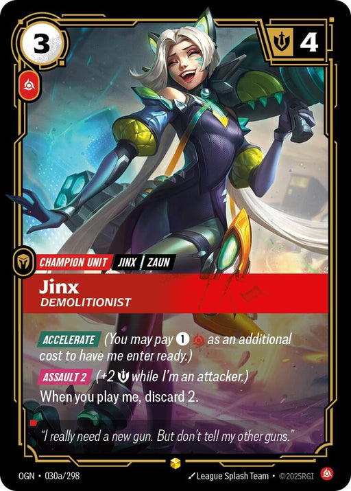 Image for Jinx - Demolitionist (Alternate Art) (030a/298) (Foil) [Origins] - Riftbound: League of Legends Trading Card Game