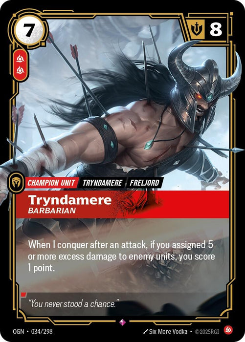 Image for Tryndamere - Barbarian (034/298) (Foil) [Origins] - Riftbound: League of Legends Trading Card Game