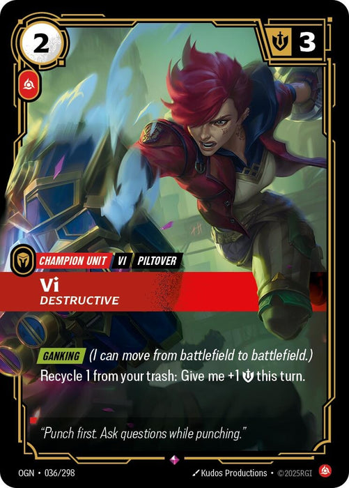 Image for Vi - Destructive (036/298) (Foil) [Origins] - Riftbound: League of Legends Trading Card Game