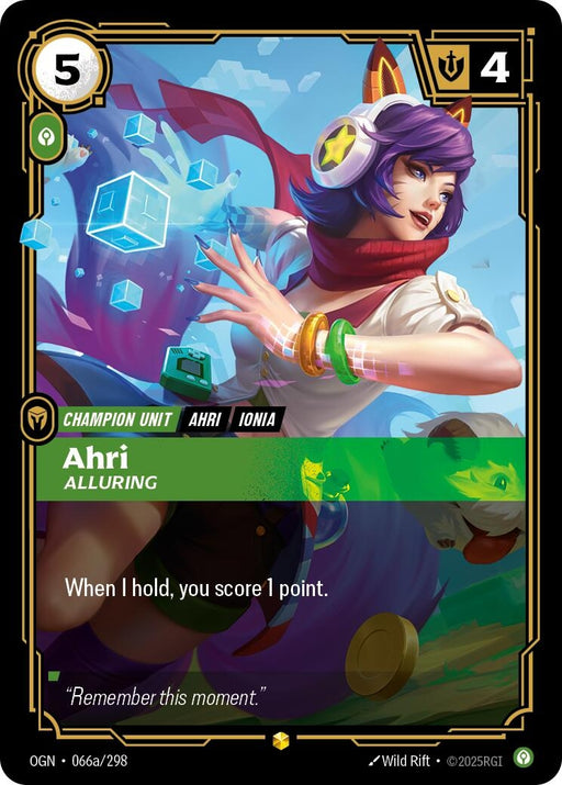Image for Ahri - Alluring (Alternate Art) (066a/298) (Foil) [Origins] - Riftbound: League of Legends Trading Card Game