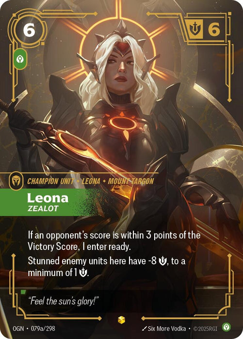 Image for Leona - Zealot (Alternate Art) (079a/298) (Foil) [Origins] - Riftbound: League of Legends Trading Card Game