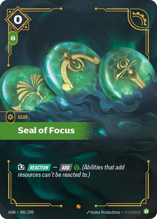 Image for Seal of Focus (081/298) (Foil) [Origins] - Riftbound: League of Legends Trading Card Game