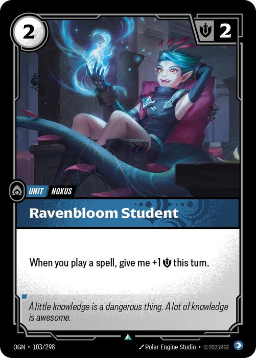 Image for Ravenbloom Student (103/298) (Foil) [Origins] - Riftbound: League of Legends Trading Card Game