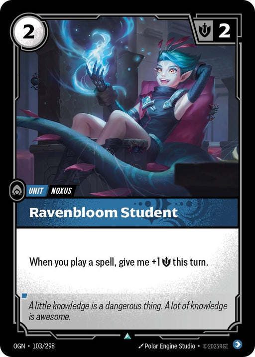 Image for Ravenbloom Student (103/298) (Foil) [Origins] - Riftbound: League of Legends Trading Card Game
